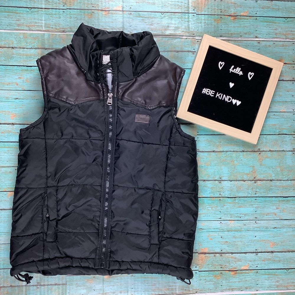 Kebo Kids blk/brown superstar puffy vest, sherpa lined without hood size 11/12